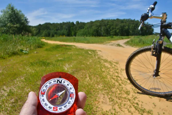 Met kompas en voorvork van de fiets. — Stockfoto