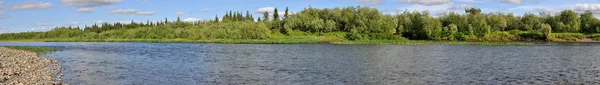 Panoramic river landscape in the polar Urals. — Stock Photo, Image