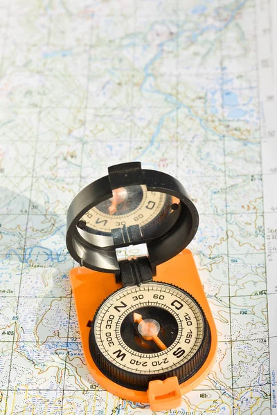 Map with compass. — Stock Photo, Image