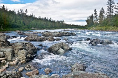 Dağ nehir Haramatalow Polar Urallarda. 