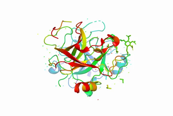 3D-model van een molecuul met eiwit. Stockfoto