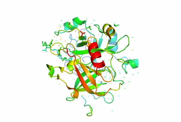 3D-model van een molecuul met eiwit. Rechtenvrije Stockfoto's