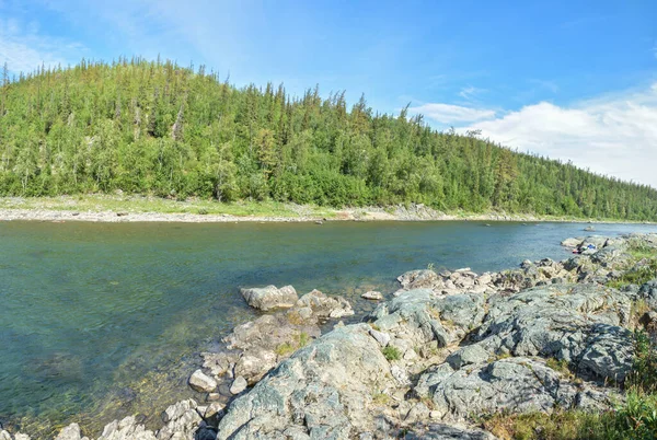 Panorama of a mountain river. — Stock Photo, Image