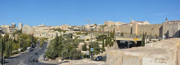 Panorama van Jeruzalem, de muren van de oude stad. — Stockfoto
