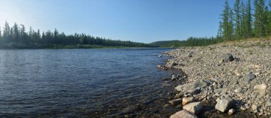 Panoramik nehir manzara. 