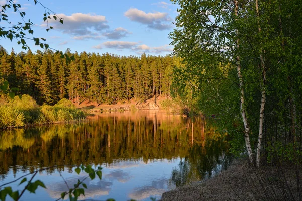 Voorjaar, Pra rivier in Meshchersky National Park. — Stockfoto