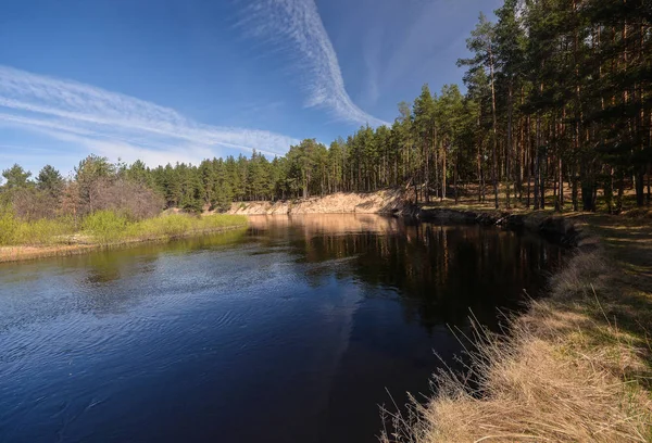 Voorjaar, Pra rivier in Meshchersky National Park. — Stockfoto