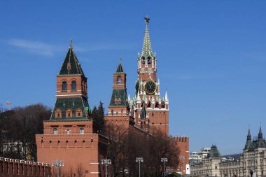 Moskova Kremlin ve Kızıl Meydan. Mart ayı sonunda Rus başkentinin merkezi..