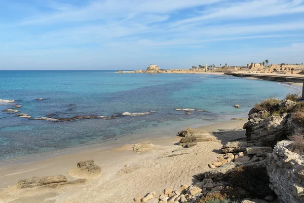 Rovine Dell Antica Cesarea Una Città Storica Israele Sulla Costa — Foto Stock