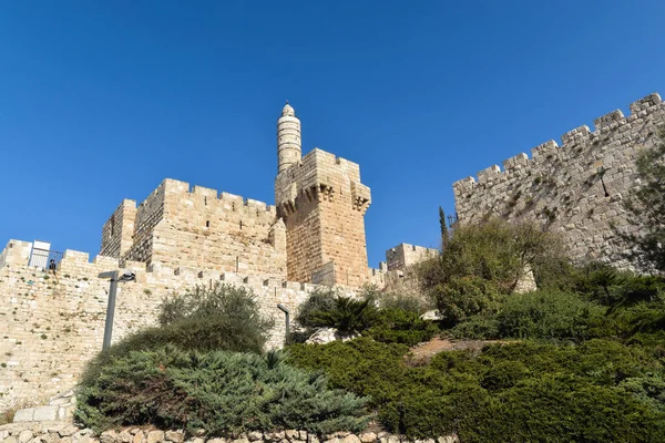 Torre David Jerusalén Minarete Muralla Occidental Ciudad Vieja Jerusalén —  Fotos de Stock