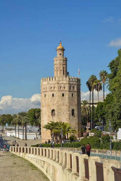 Sevilla Daki Altın Kule Spanya Nın Endülüs Eyaletinin Başkenti — Stok fotoğraf