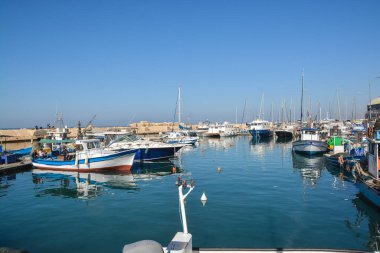 Eski şehir Jaffa 'daki liman, Tel Aviv. İsrail 'in antik Jaffa kenti..