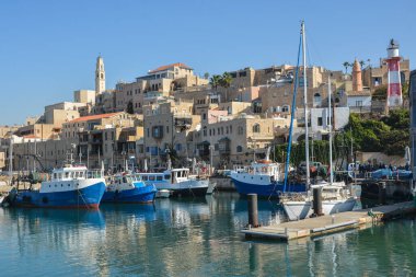Eski şehir Jaffa 'daki liman, Tel Aviv. İsrail 'in antik Jaffa kenti..