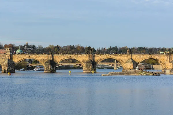 Charles Bridge Vltava Prague City Landscape Czech Capital — Stock Photo, Image