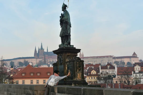 Ponte Charles Início Manhã Amanhecer Praga Capital República Checa — Fotografia de Stock