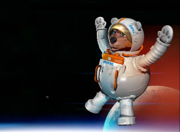 Astronaut Teddy Bear Modeling Astronaut Model — Stock Photo, Image