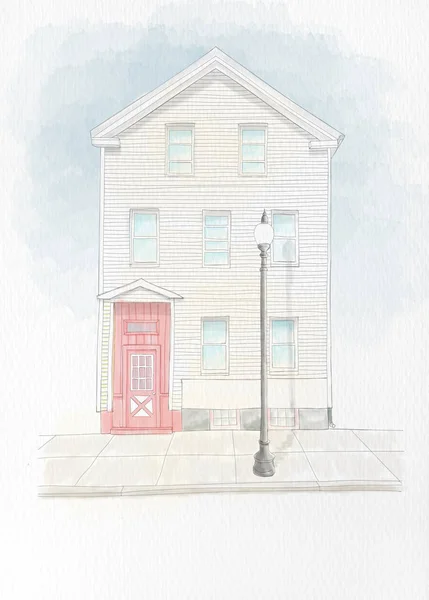 Architecture Boston Urban Sketch — Stock Photo, Image