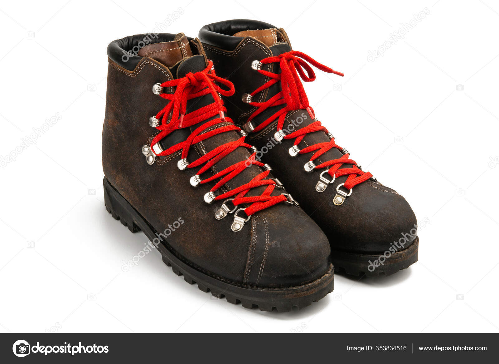 Red Lace Hiking Boots Old School