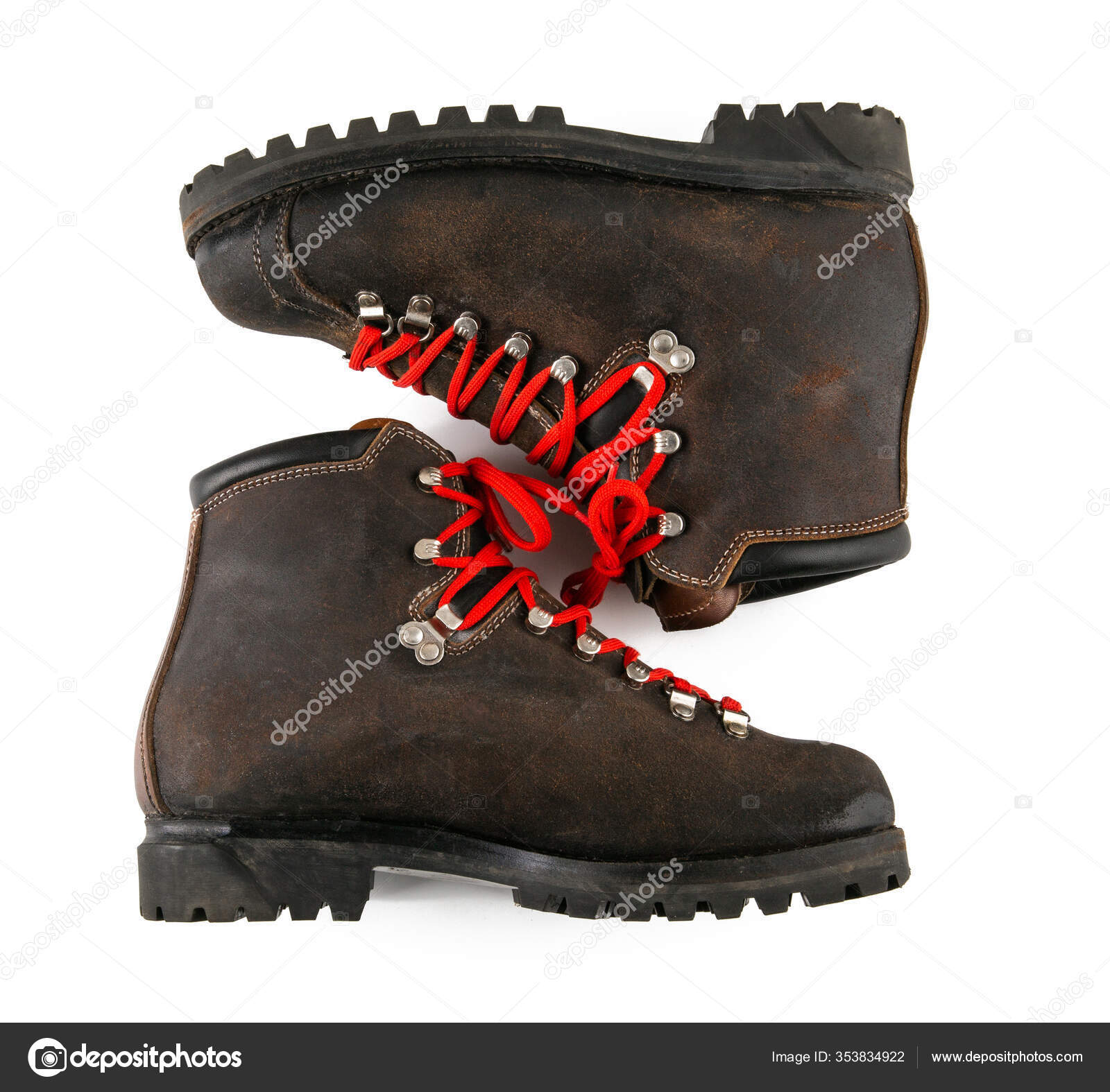 red lace hiking boot