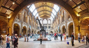 LONDON - AUGUST 16, 2015. People visit Natural History Museum in London, UK. clipart