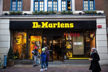 LONDON, UK - FEBRUARY 17, 2020: Exterior of Dr. Martens store on Oxford Street. Dr.Martens is a german brand of footwear.