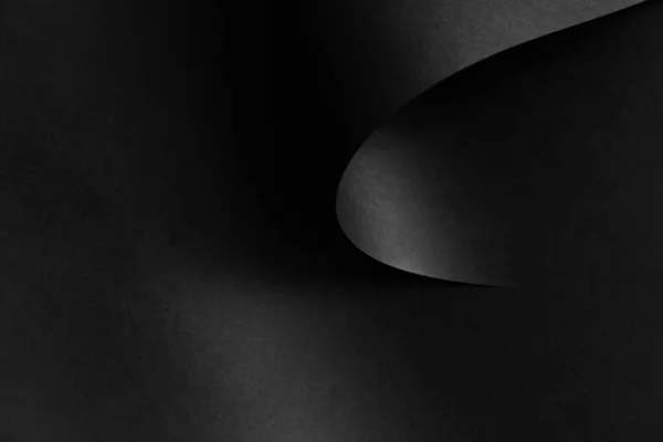 Línea Curva Geométrica Formada Creativamente Partir Papel Negro Diseño Abstracto — Foto de Stock