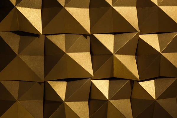 Golden Folded Paper Abstract Shiny Origami Seamless Flat Lay Pattern — Stock Photo, Image