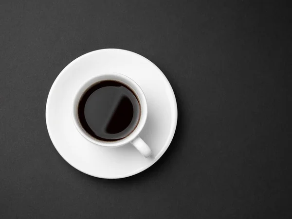 One White Espresso Coffee Cup Dish Abstract Black Table Background — Stock Photo, Image