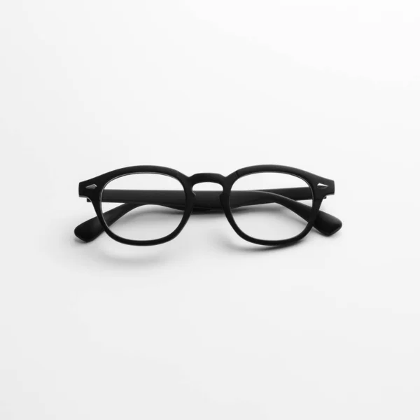 Straight Closeup View Modern Black Eyeglasses Flat White Background Isolated — Stock Photo, Image