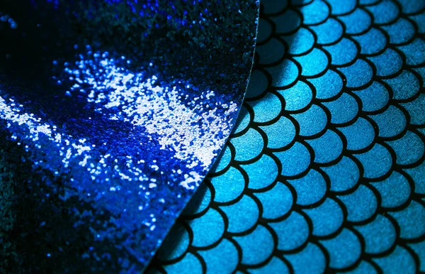 Diseño Combinación Telas Moda Diseñador Moda Glitter Azul Profundo Vibrante — Foto de Stock