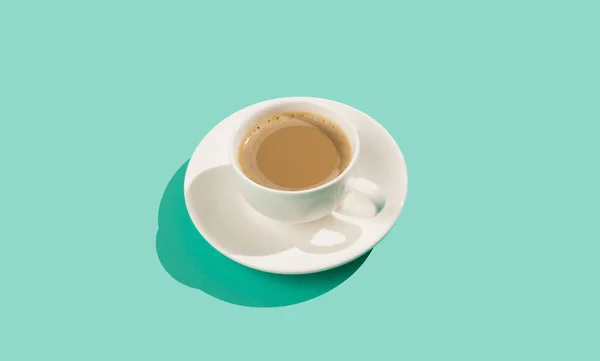 Isometric View Cup Capucino Abstract Pastel Mint Table Background Copy — Stock Photo, Image
