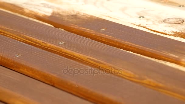 Pittura legno con pennello — Video Stock