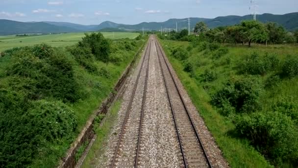Linha ferroviária no país — Vídeo de Stock