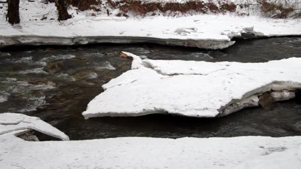 Zugefrorener Fluss im Winter — Stockvideo