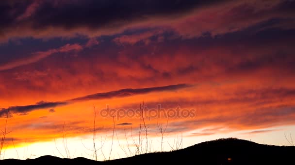 Piękny Zachód Słońca Niebo Chmury Wieczorem — Wideo stockowe