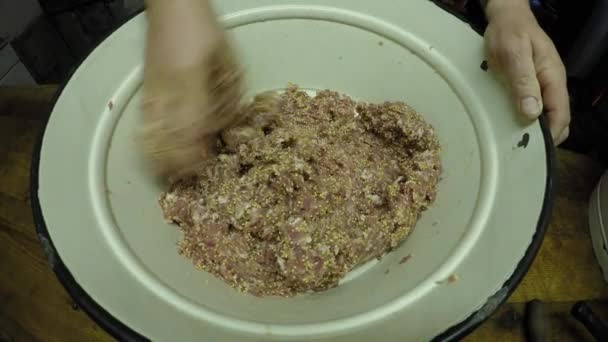 Preparazione Domicilio Miscele Carne Prodotti Base Carne — Video Stock