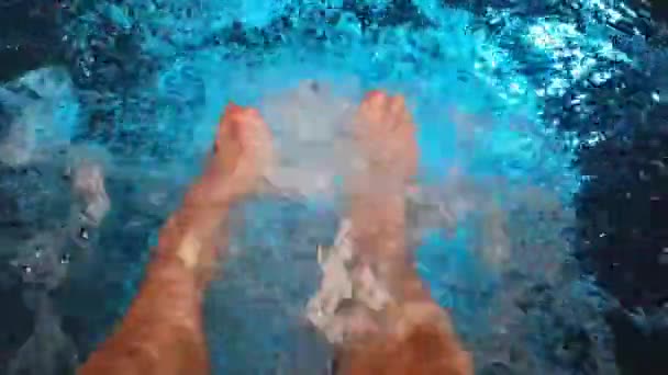 Male Legs Pool Bubbles — Stockvideo