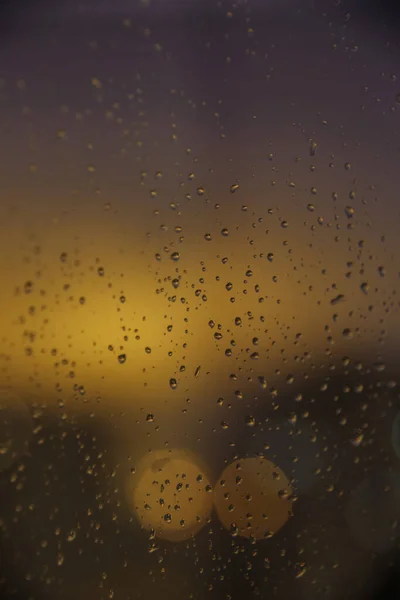 Drops Glass Glowing Sky — Stock Photo, Image