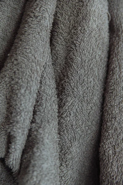 Grijze Badstof Verfrommelde Handdoek Textuur — Stockfoto