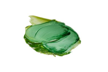 Ressam yağı lekeyi soyut yeşil arka planda kapatıyor