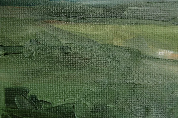 Artista Pinturas Óleo Esfregaço Multicolorido Closeup Abstrato Greengrass Fundo — Fotografia de Stock