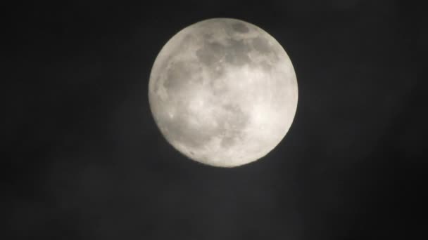 Luna Llena Noche Nublada Oscura Nubes Pasando Por Luna Tiro — Vídeos de Stock