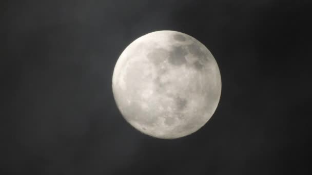 Full Moon Dark Cloudy Night Clouds Passing Moon Real Time — Stock Video