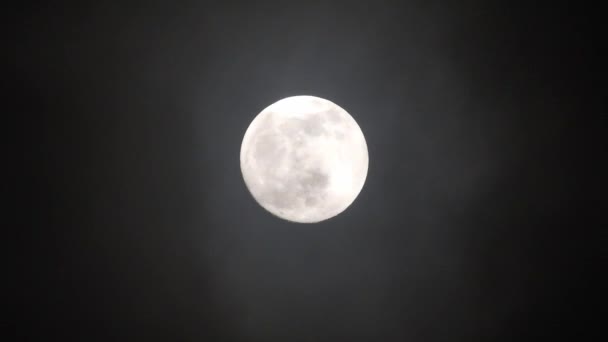 Luna Llena Noche Nublada Oscura Nubes Que Pasan Por Luna — Vídeo de stock