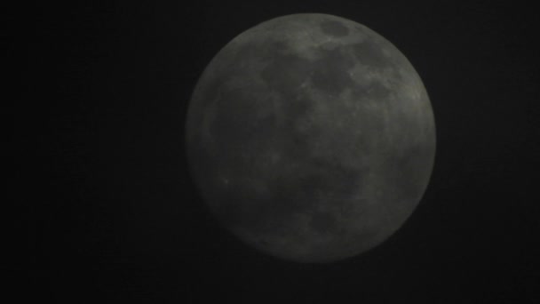 Повний Місяць Темну Ніч Хмари Проходять Повз Місяць Режимі Реального — стокове відео