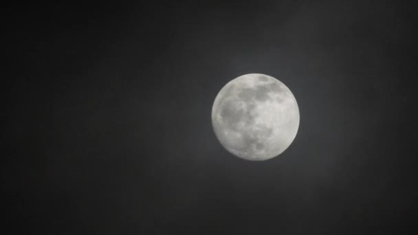 Luna Llena Noche Nublada Oscura Nubes Que Pasan Por Luna — Vídeo de stock