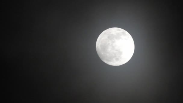 Luna Llena Noche Nublada Oscura Nubes Que Pasan Por Luna — Vídeo de stock