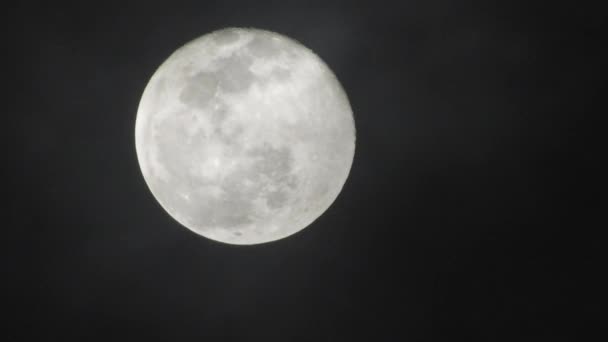 Volle Maan Donkere Bewolkte Nacht Wolken Passeren Maan Real Time — Stockvideo