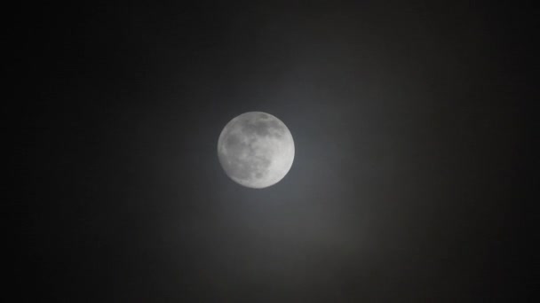 Luna Llena Noche Nublada Oscura Nubes Que Pasan Por Luna — Vídeo de stock