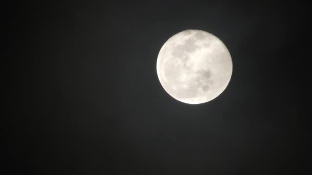 Luna Llena Noche Nublada Oscura Nubes Que Pasan Por Luna — Vídeos de Stock